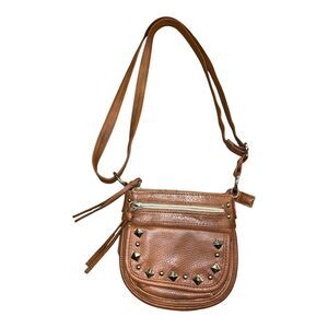 American Rag Studded Crossbody Brown Adjustable Strap Purse 4 Pockets Y2K